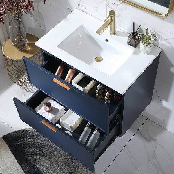 Ebern Designs Suheyb 30" Modern Blue Wall Mounted Single Bathroom ...